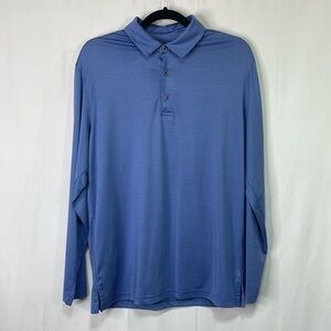 🐒 Walter Hagen blue mini striped long sleeve polo